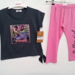 Σετ μπλουzα με κολαν κοριτσι ανθρακι/barbie pink