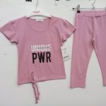 Σετ μπλουζα με κολαν κοριτσι dust pink/μαυρο
